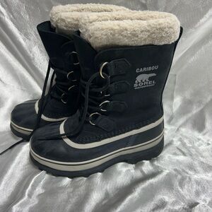 Sorel Caribou Black and Cream Waterproof Boots